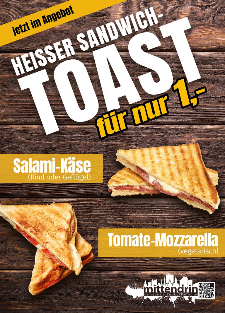 Mehr über den Artikel erfahren Heißer Toast-Sandwich für 1 Euro